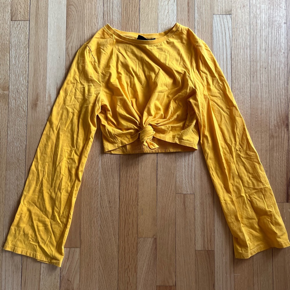 Urban Outfitters Mustard Yellow Out From Under Tie Crop Top.
